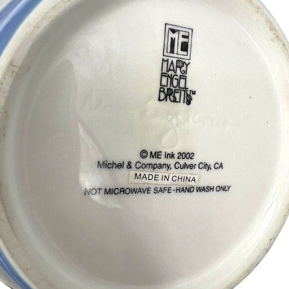 Mary Engelbreit Ceramic Cherry Teapot Tea for One Yellow Blue Rare - Picture 14 of 15